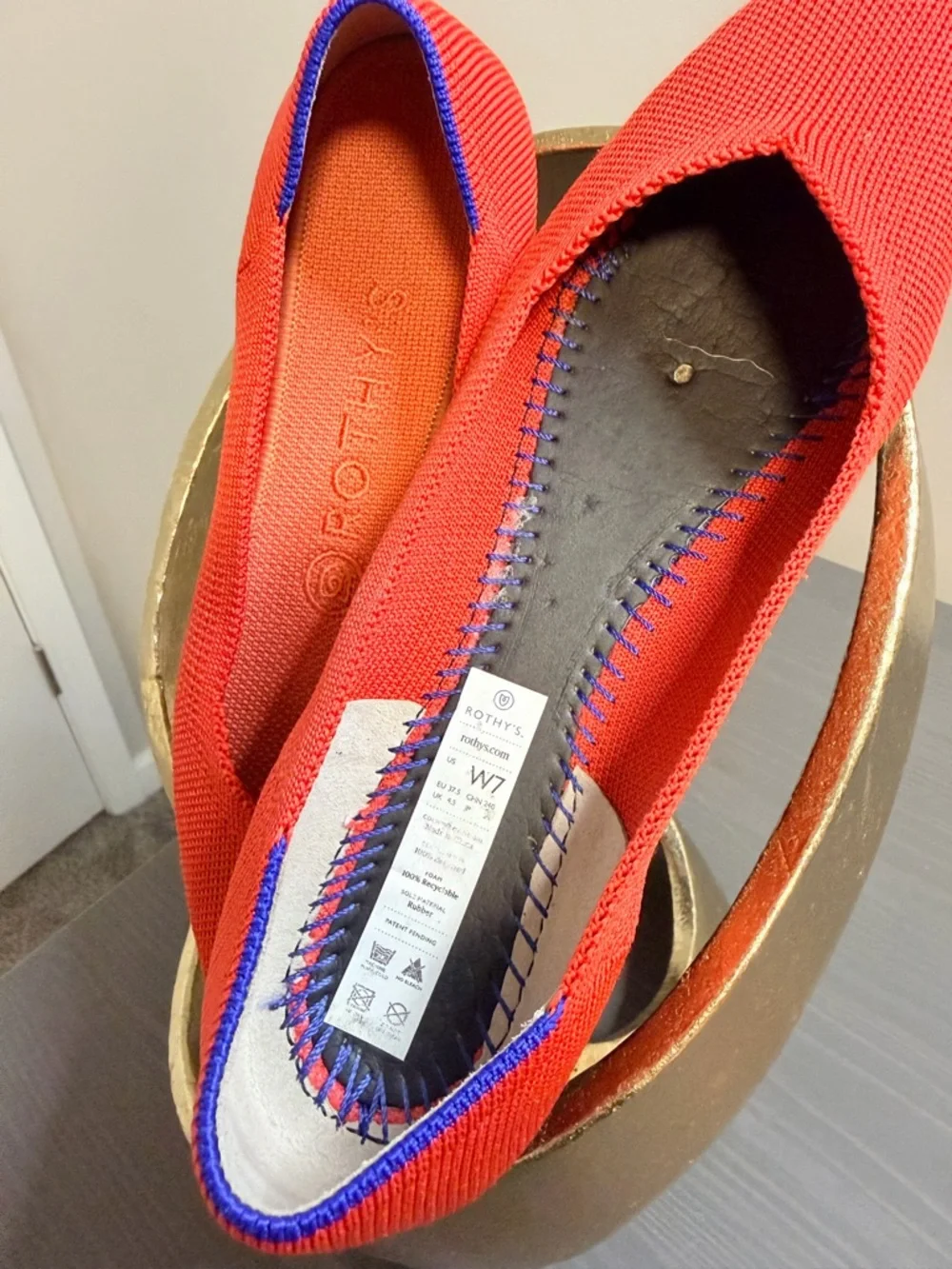 Rothy's Bright Orange Pointed Knit Flats - Picture 6 of 6